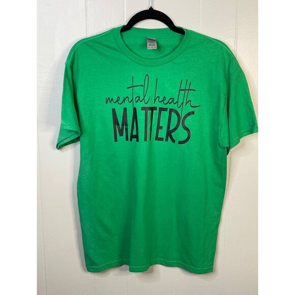 Boutique Mental Health Matters Green T-Shirt Heavy Cotton Unisex Medium - Picture 1 of 3